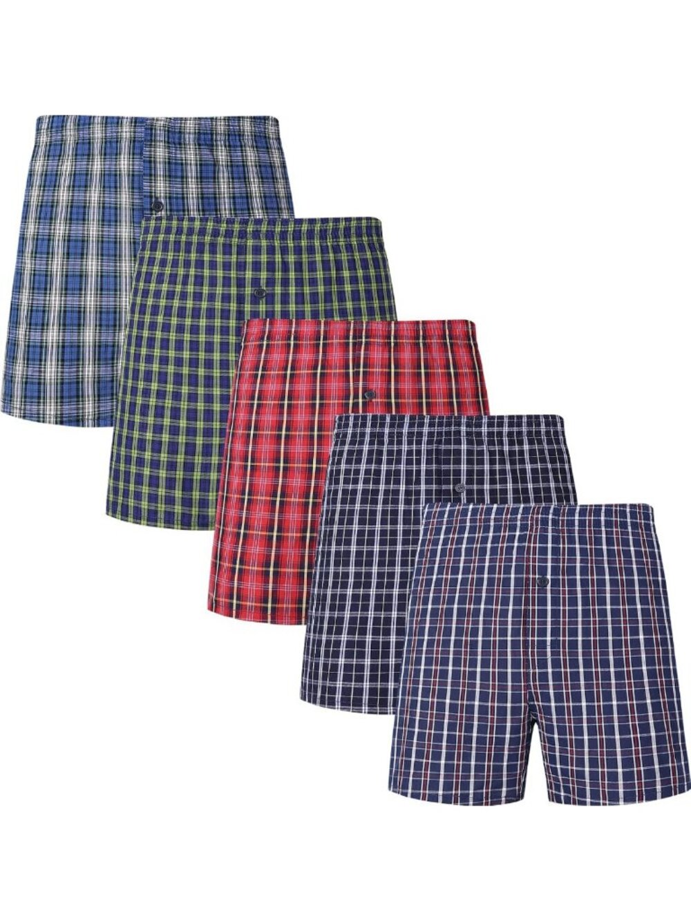 Men's 100% Cotton Boxer Shorts - Classic Fit Woven Underwear, 5 or 10 Pack